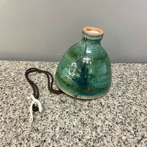 Handmade Art Pottery Green Whistling Wind Chime Gentle Soothing Sound Artisan